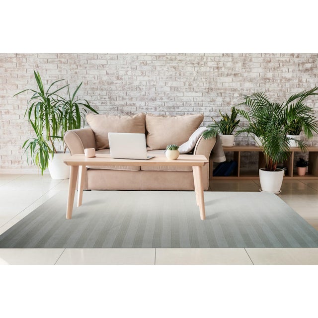 Textile 6x9 Yara Alluring Black & White Stripe Geometric Modern Handmade Wool Carpet Rug For Sale - Image 7 of 8