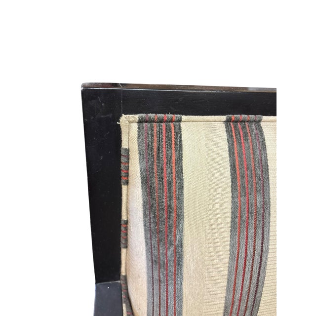 Ebony Modern Club Lounge Chair With Ebony Frame and Custom Stripe Upholstery For Sale - Image 8 of 10