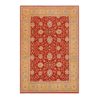 Boho Chic Ziegler Orange Gold Hand-Knotted Wool Rug - 9'1'' X 12'2'' For Sale