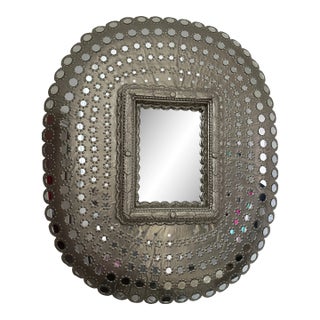 Peacock Mirror in Silver Tones For Sale