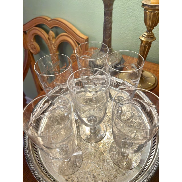 Hollywood Regency Mid to Late 20th Century Tiffin-Franciscan “Forever Yours” Etched Iced Tea Glasses- A Set of 6 For Sale - Image 3 of 7
