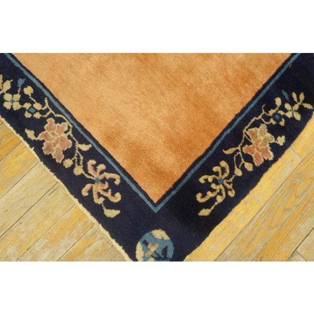Apricot 1920s Apricot Open Field Geometric Antique Chinese Peking Carpet 2'4" X 8'9" Knotted Wool Rug For Sale - Image 8 of 12