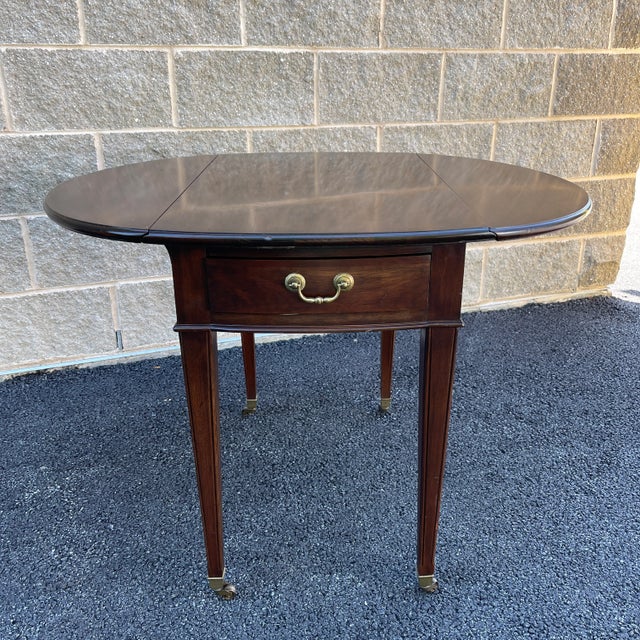 1970s Ethan Allen Georgian Court Traditional Cherry Drop Leaf Pembroke