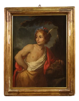 Italian Artist, David with the Head of Goliath, 1670, Oil on Canvas, Framed
