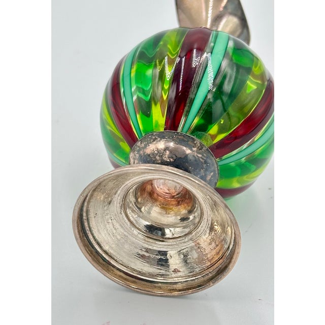 1940s Italian Silver Handblown Murano Art Glass Oggetti Venini Colorful Mini Pitcher For Sale In Palm Springs - Image 6 of 11