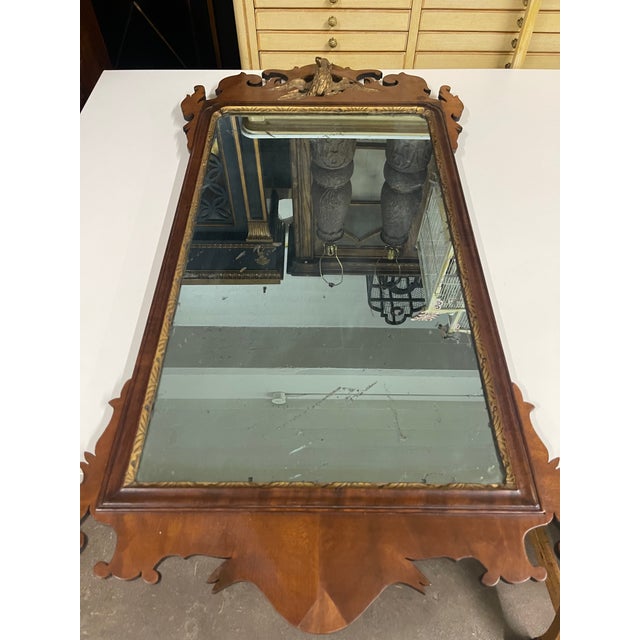 Antique Parcel Gilt Federal Style Carved Phoenix Wall Mirror For Sale - Image 9 of 10