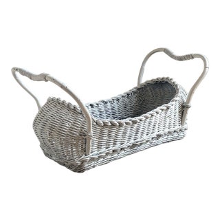 White Wicker Gathering Basket For Sale