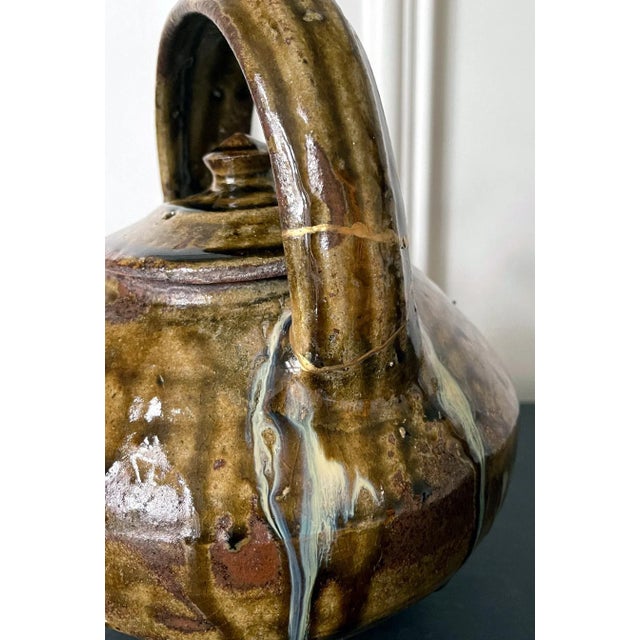 Mid 20th Century Japanese Mingei Glazed Tea Pot with Kintsugi by Shoji Hamada For Sale - Image 4 of 13