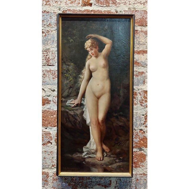 Charles Grant Beauregard -Nude Female in the Outdoors-19th Century Oil Painting For Sale - Image 11 of 11