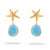 Blue Ocean Star Blue Cat Eye Gold Earrings, A Pair For Sale - Image 8 of 8
