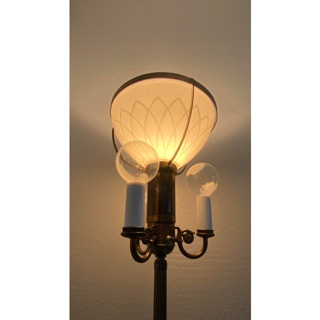 Art Deco 1930s Mutual Sunset Lamp Company Antique Torchiere Floor Lamp For Sale - Image 3 of 6