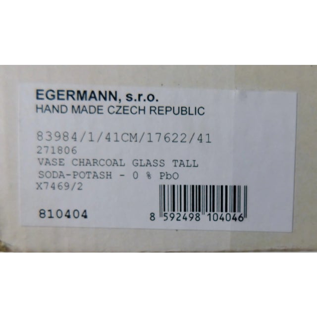 Large Mid Century 16" Egermann Czech Republic Bohemia Crystal 24k Gold Trim Vase For Sale - Image 11 of 13