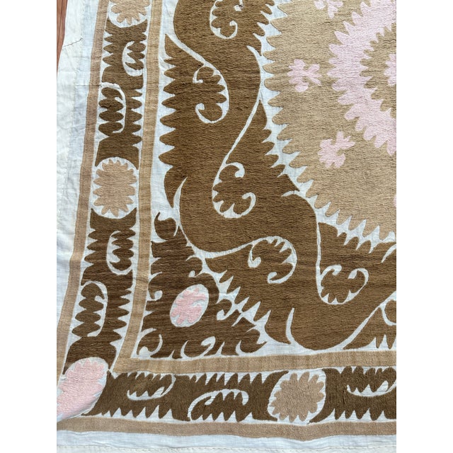 Mid-Century Modern 1960s Asian Suzani Tablecloth — 5'1'' X 5'3'' For Sale - Image 3 of 8