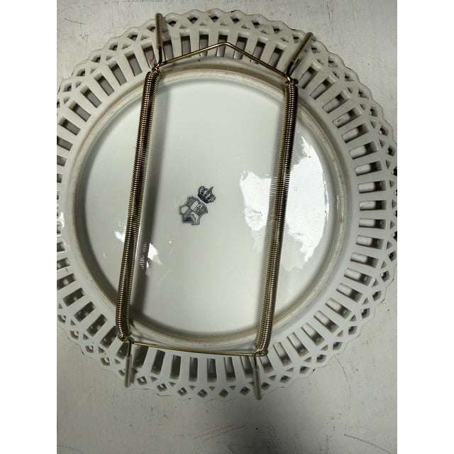Early 20th Century Antique Bavarian Reticulated Porcelain Floral Cabinet Plate For Sale - Image 5 of 10