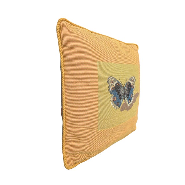 Textile Mid Century Handmade Butterfly Tapestry Pillow For Sale - Image 7 of 14
