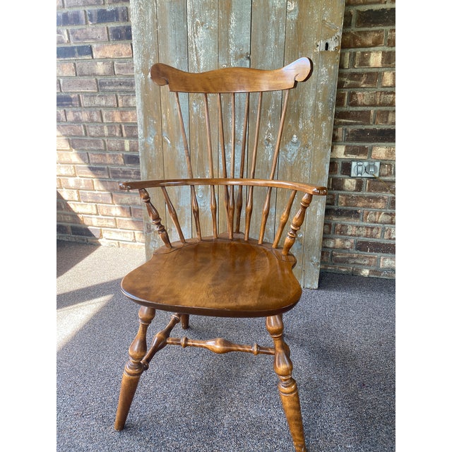 Nichols & Stone Old Pine Finish Solid Maple Windsor Brace Back Arm