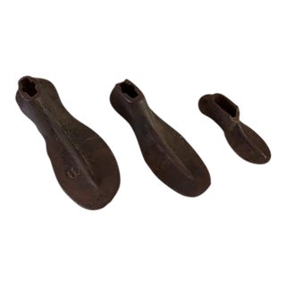 Early 20th Century Rustic Iron Shoemaker Cobbler's Molds, Set of 3 For Sale