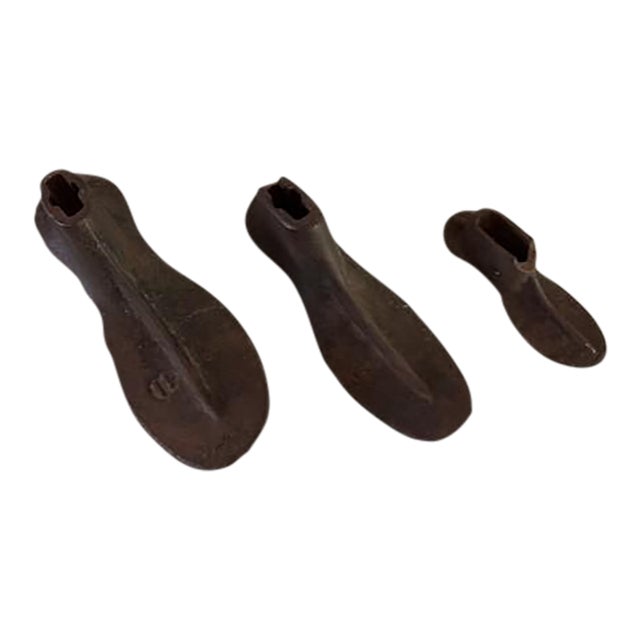 Early 20th Century Rustic Iron Shoemaker Cobbler's Molds, Set of 3 For Sale