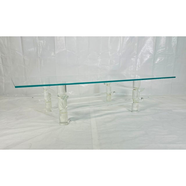 Transparent Lucite Rod & Glass Coffee Table Attributed to Les Prismatiques, 1970s For Sale - Image 8 of 18