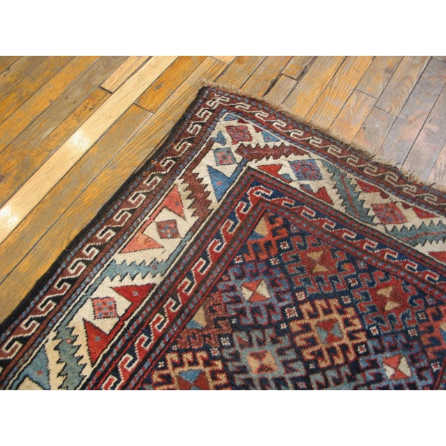1900 - 1909 Antique Kurdish Blue Wool Hallway Runner Rug For Sale - Image 5 of 8