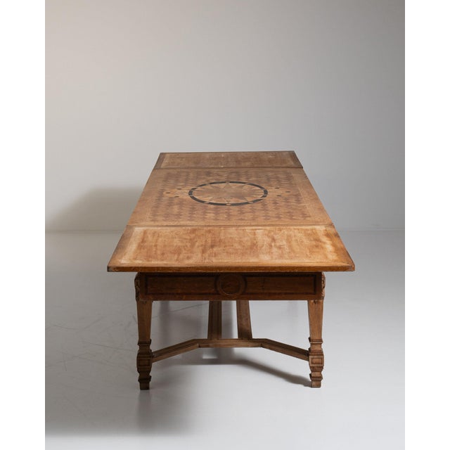 19th Century France Rich Walnut Brown Extending Walnut Trestle Table For Sale - Image 11 of 11