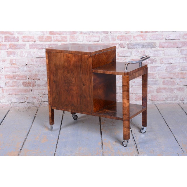 Art Deco Serving Trolley in Walnut, 1920s For Sale - Image 16 of 18