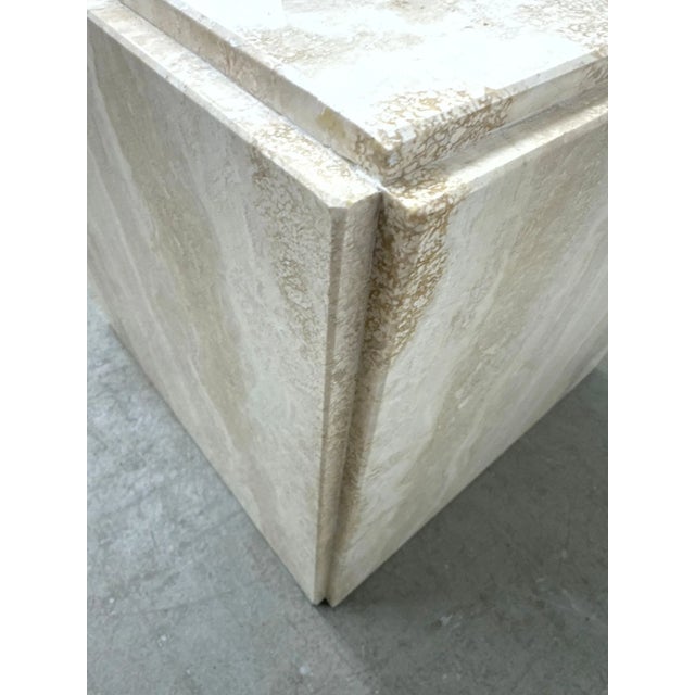 Mid 20th Century Vintage Italian Modern Travertine Cube Side Table or Pedestal For Sale - Image 5 of 8