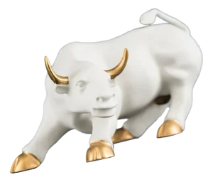 Italian Parts Gold Ceramic Wall Street Bull Sculpture from VGnewtrend