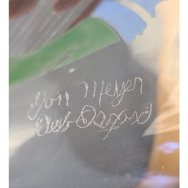 Blue Vintage Judaica Hand Painted Moses Hand Blown Art Glass Pitcher For Sale - Image 8 of 8