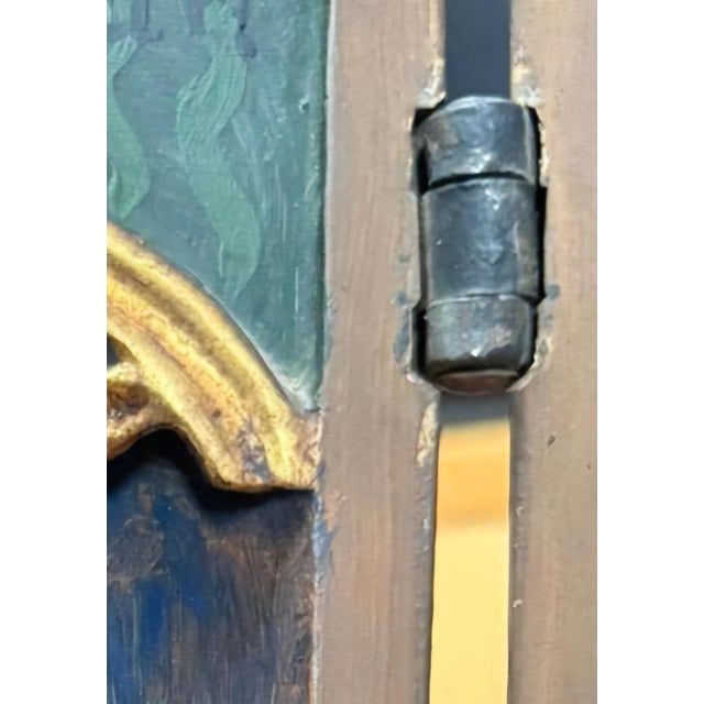 16th Century Late Gothic Polychromed Wooden Triptych Relief – Madonna and Child With Saints, 15th–16th Century. For Sale - Image 5 of 16