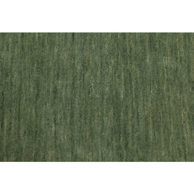 Apadana's Modern Gabbeh Hand-Loom Wool Area Rug in Green 12x15 For Sale - Image 10 of 11