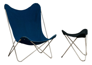 Set of Butterfly Chair with Footstool, 1970s