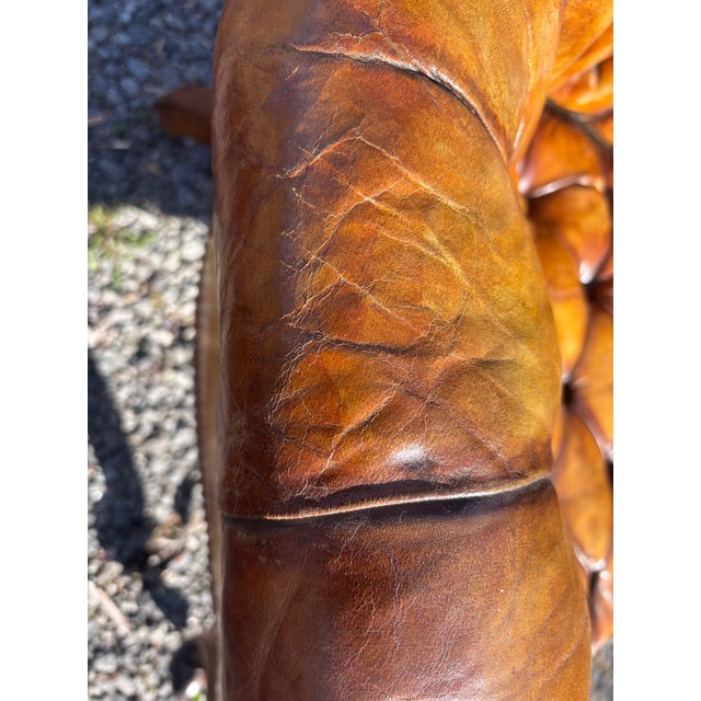 Animal Skin English Tufted Leather Library Chair, Late 19th Century For Sale - Image 7 of 11