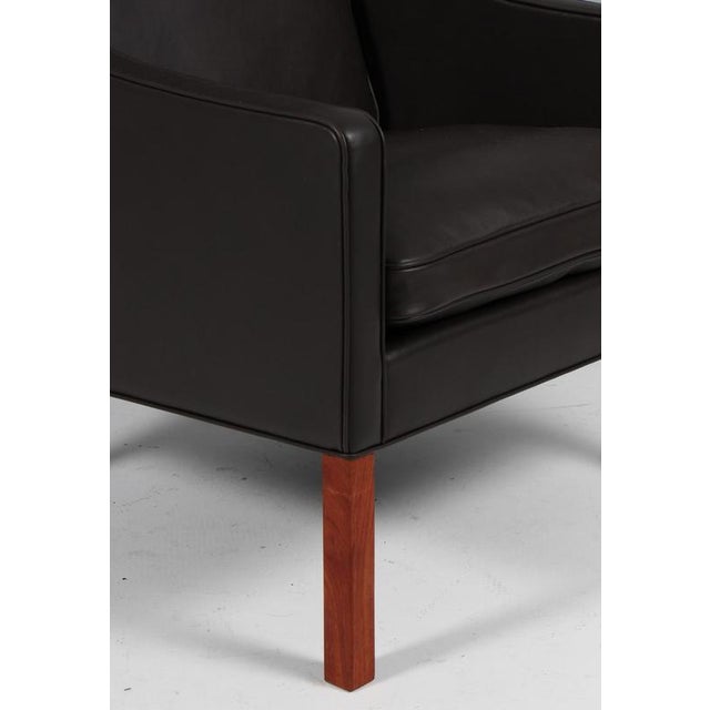 Scandinavian Wingback Chair in Teak and Leather attributed to Børge Mogensen for Fredericia For Sale - Image 6 of 9