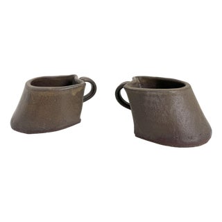 1970s Studio Pottery Horse Hoof Mugs - a Pair For Sale