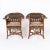 Impressive pair of antique French rattan and reed cafe chairs with bent wood frames decorated with painted and natural...