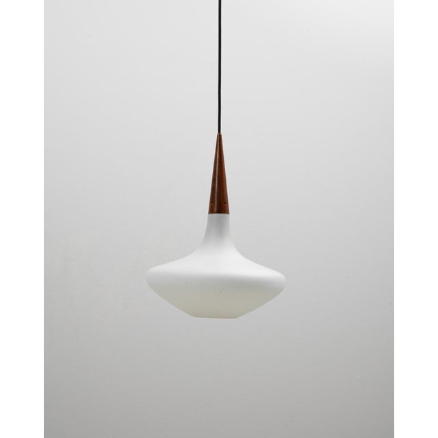 1950s 1950s Dutch Philips Wood and Opal Glass Pendant Lamp By Louis Kalff For Sale - Image 5 of 18
