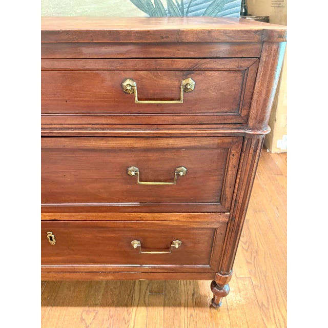 Late 19th Century Late 19th Century French Louis XVI Style Walnut 3-Drawer Commode For Sale - Image 5 of 8