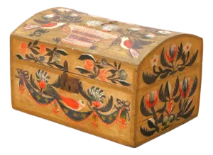 18th Century French Normandy Carved & Painted "Coffre De Mariage" Wedding Trunk