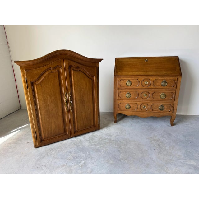 Vintage Italian Louis XV Provincial-Style Oak Secrétaire Cabinet For Sale - Image 10 of 12