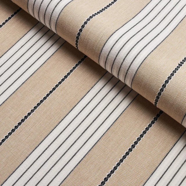 Schumacher Sample - Schumacher Audrey Stripe Fabric in Natural For Sale - Image 4 of 4