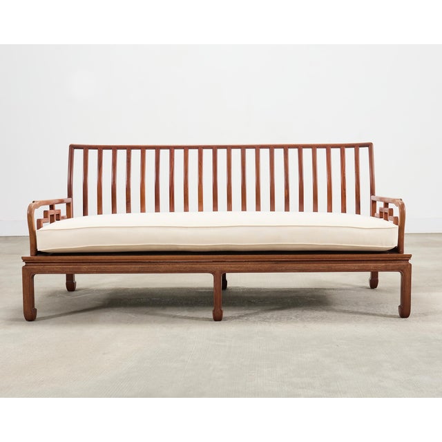 Michael Taylor Pair of Michael Taylor Style Ming Inspired Hardwood Sofas For Sale - Image 4 of 18