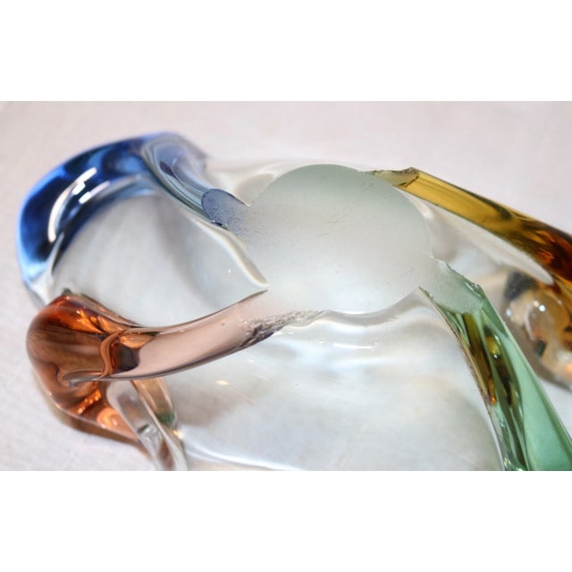 Large Vintage Hand Blown Murano Art Glass Cigarette Cigar Ashtray Italy Rainbow For Sale - Image 12 of 12