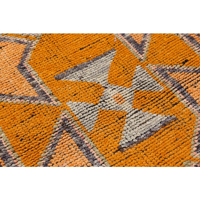 3 X 11 Vintage Turkish Wool Runner in Orange With Geometric Pattern For Sale - Image 9 of 10