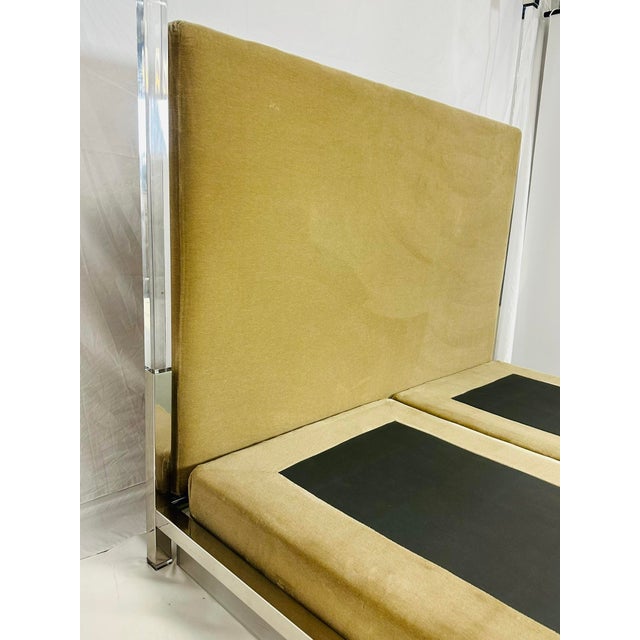 1980s Cal-King 4 Poster Bed in Polished Nickel & Lucite by Charles Hollis Jones For Sale - Image 12 of 12