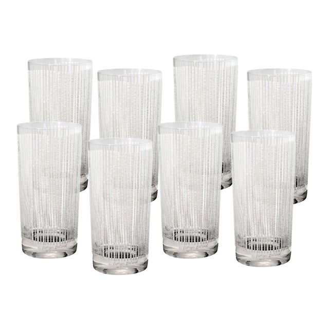 Georges Briard “Icicle White” Highball Glasses – Set of 8 For Sale