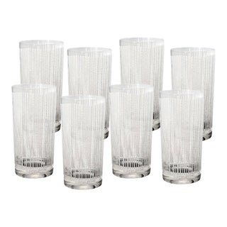 Mid 20th Century Boho Chic Georges Briard “Icicle White” Highball Glasses – Set of 8 For Sale