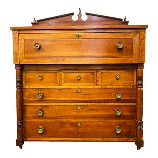 Handsome 19 Century American Empire Handcrafted Chest of Drawers For Sale