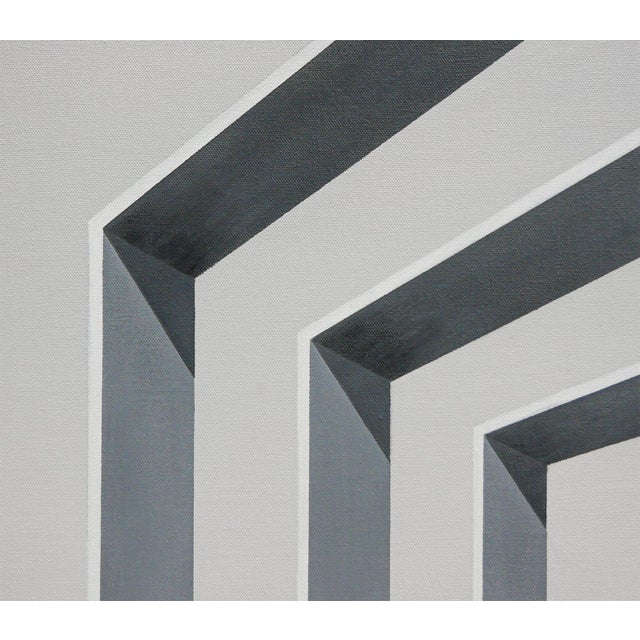 Scott Woodard "Silent but Deadly" Gray Toned Abstract Surrealist Architectural Painting, 2018 For Sale - Image 9 of 11