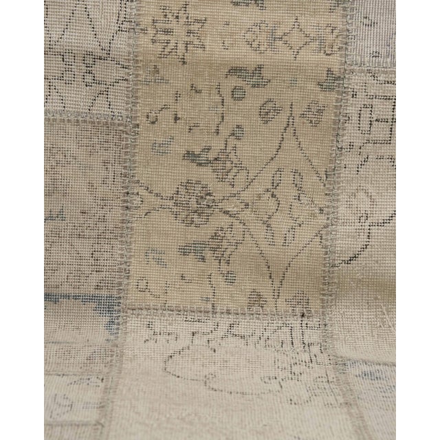 Textile Vintage Beige Patchwork Turkish Runner Rug - Handwoven Boho Carpet For Sale - Image 7 of 11